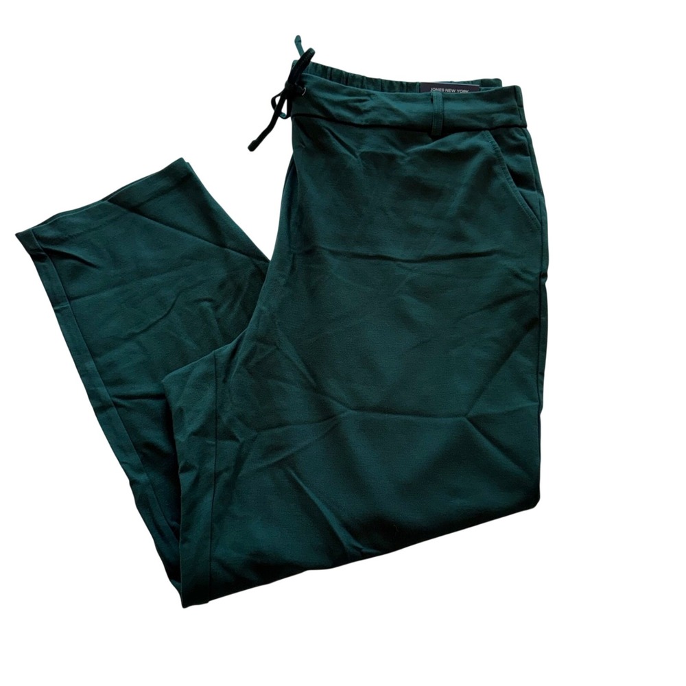 Jones New York Womens 3X Forest Green Slim Leg Jogger Pants NWT Drawstring Knit